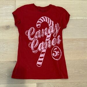L.O.L. Vintage Women’s Red Candy Cane Short Sleeve Tee